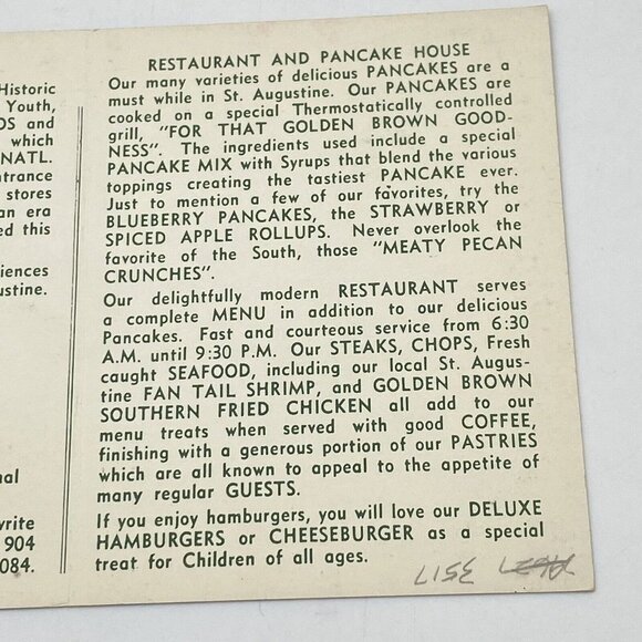 Vintage Palms Motor Inn Hotel FL ￼ Postcard St Augustine Florida‎ Unposted 1960s - Picture 8 of 8